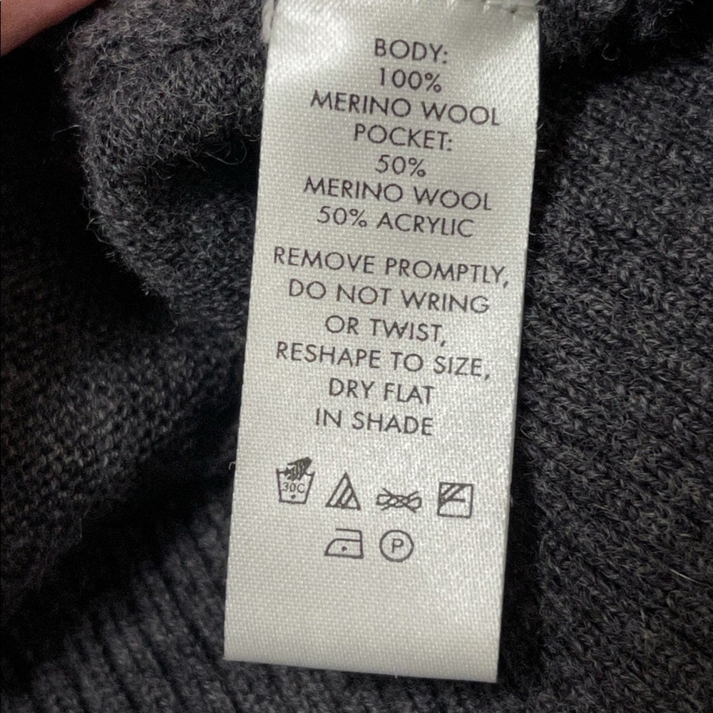 Calvin Klein Merino Wool Gray Zip Front Sweater Lg - Picture 4 of 4